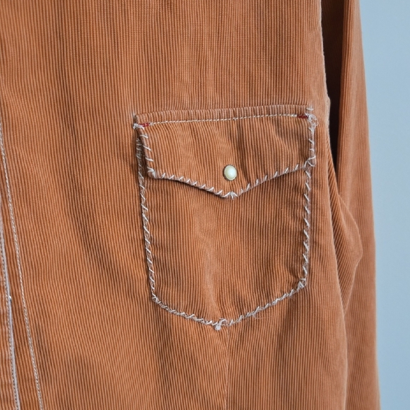 Ryan Micheal Silk/Cotton Women's Button Down Western Shirt, pumpkin Orange - Picture 12 of 14